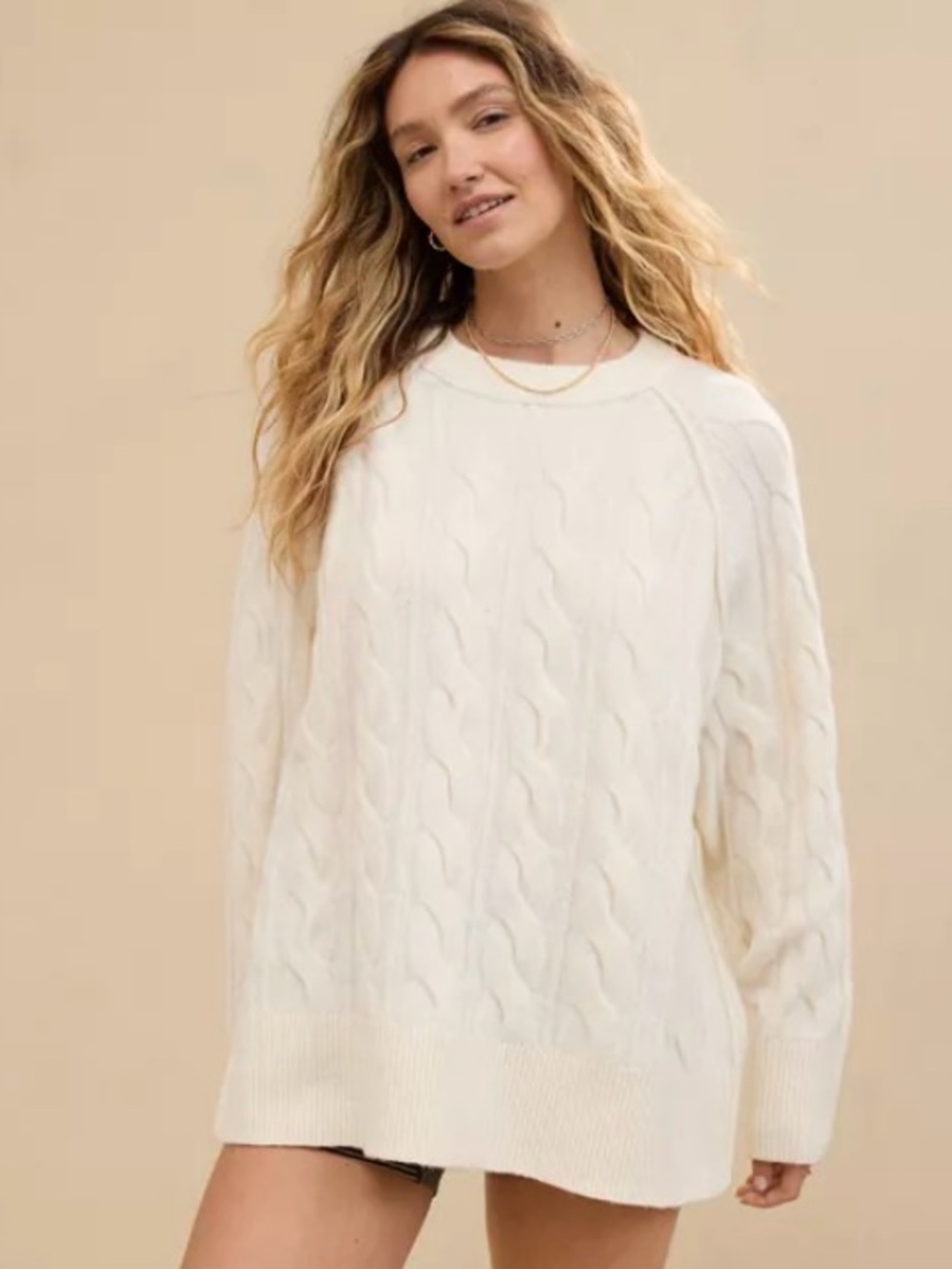 Aerie unREAL Cable Crew Sweater